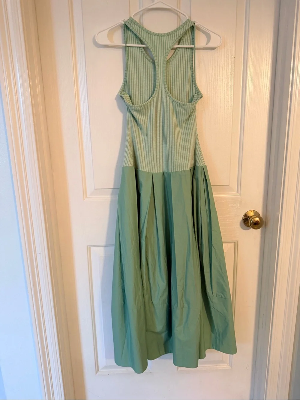 Mint Green Sleeveless Rib Bodice Midi Dress - Drops of Venus